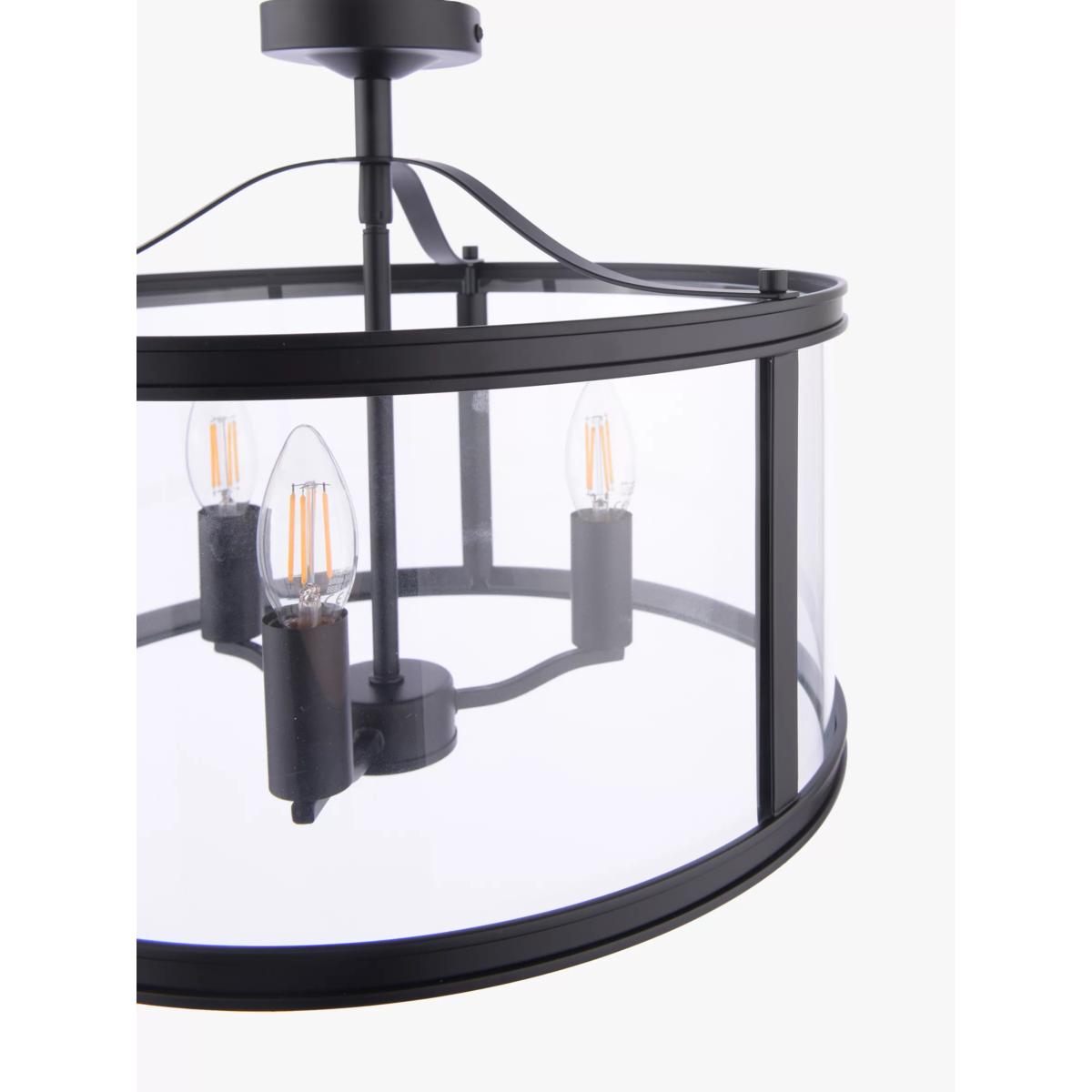 Laura Ashley Harrington 3 Bulb Semi-Flush Ceiling Light, Black – image 3