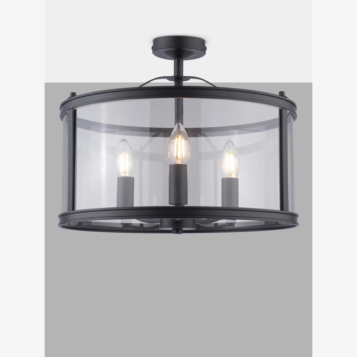 Laura Ashley Harrington 3 Bulb Semi-Flush Ceiling Light, Black – image 1