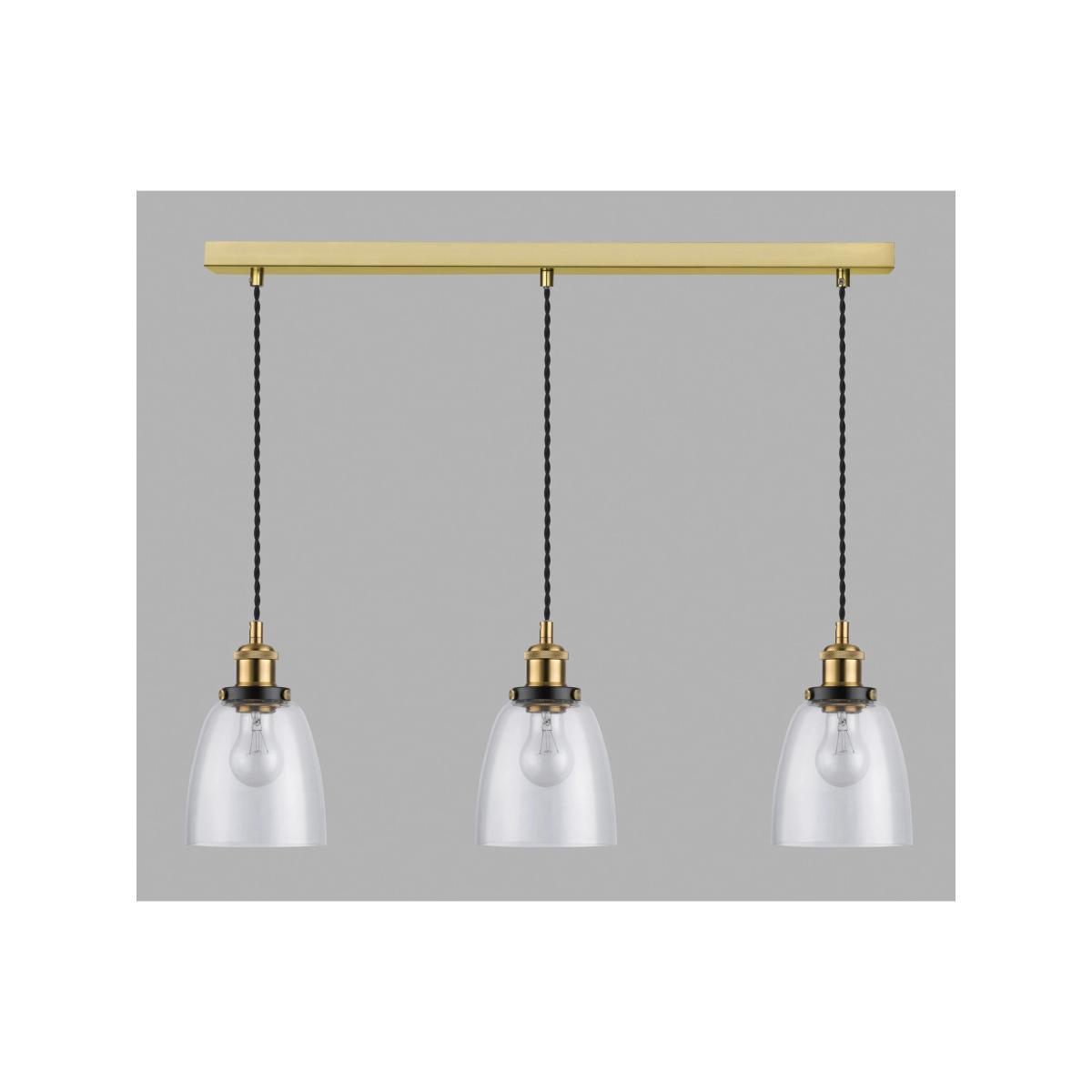 John Lewis & Partners 3 Glass Pendant Diner Ceiling Light, Clear/Brass – image 3