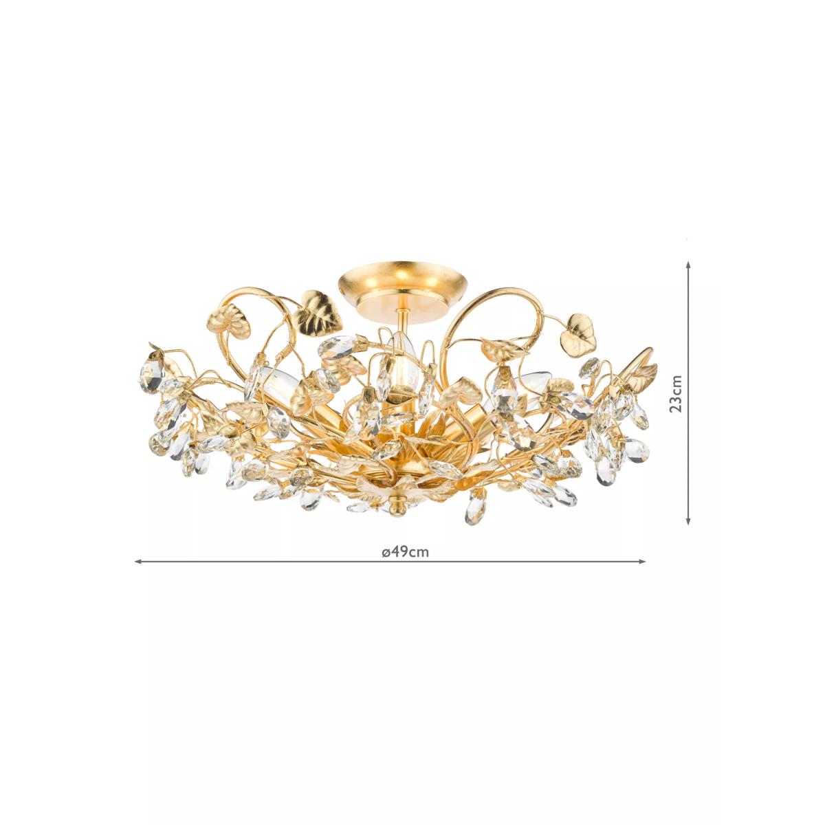 English Heritage Audley End 5 Light Tole Semi-Flush Ceiling Light, Gold – image 5