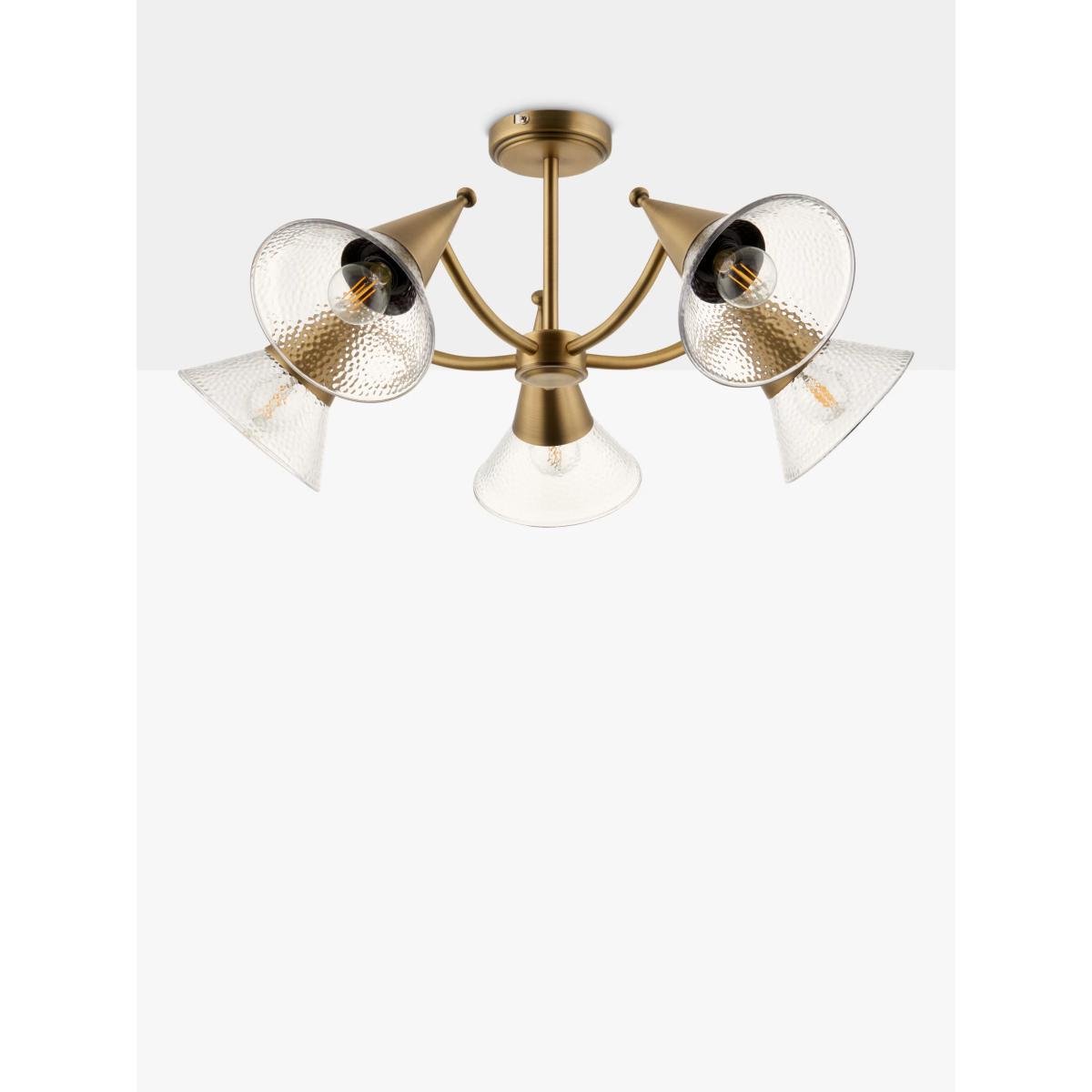 John Lewis & Partners Trumpet Semi Flush Ceiling Light, Antique Brass – image 3