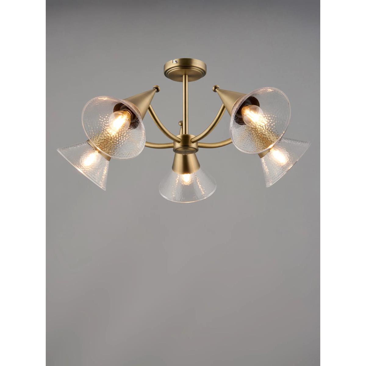 John Lewis & Partners Trumpet Semi Flush Ceiling Light, Antique Brass – image 1