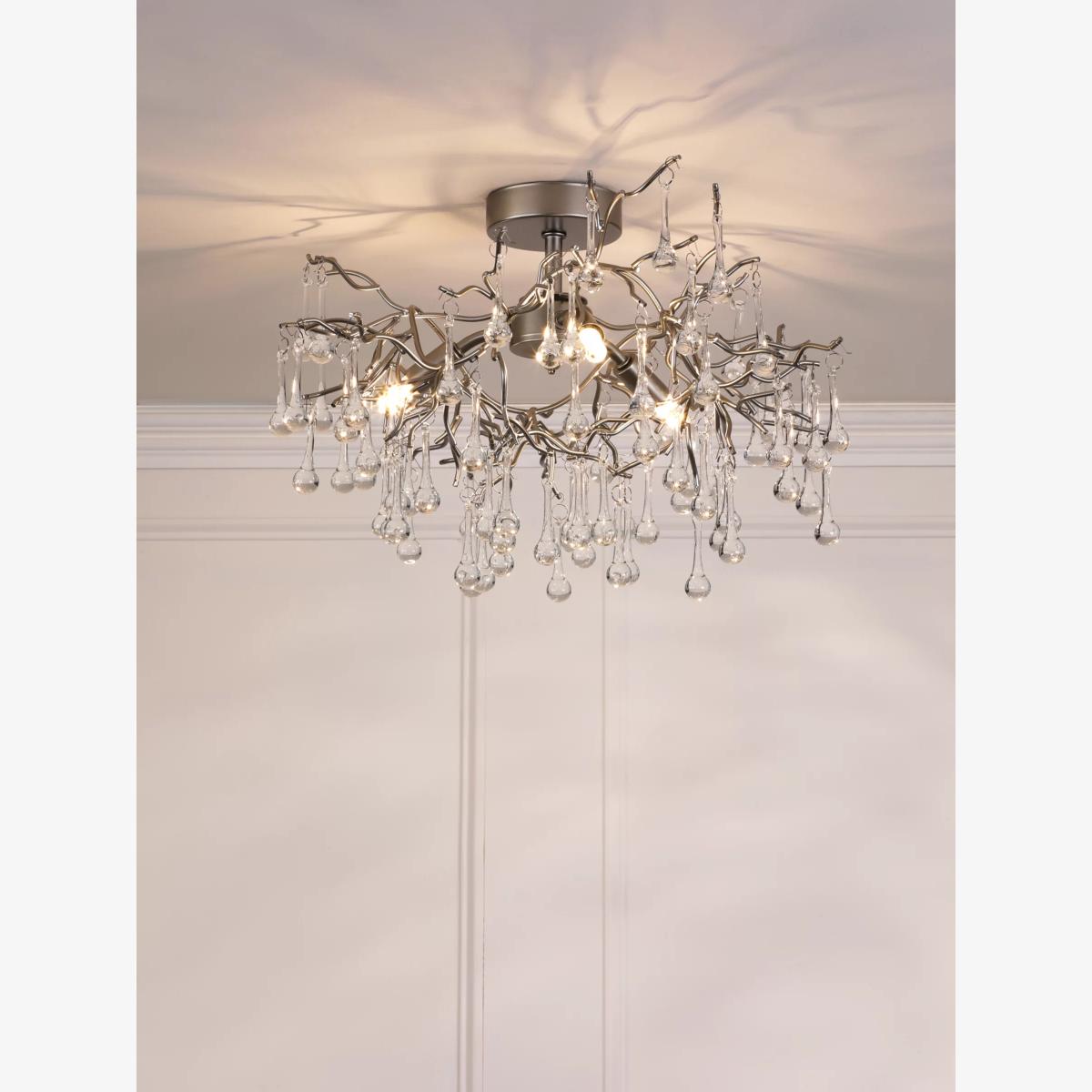 Laura Ashley Willow Semi Flush Ceiling Light, Pewter – image 1