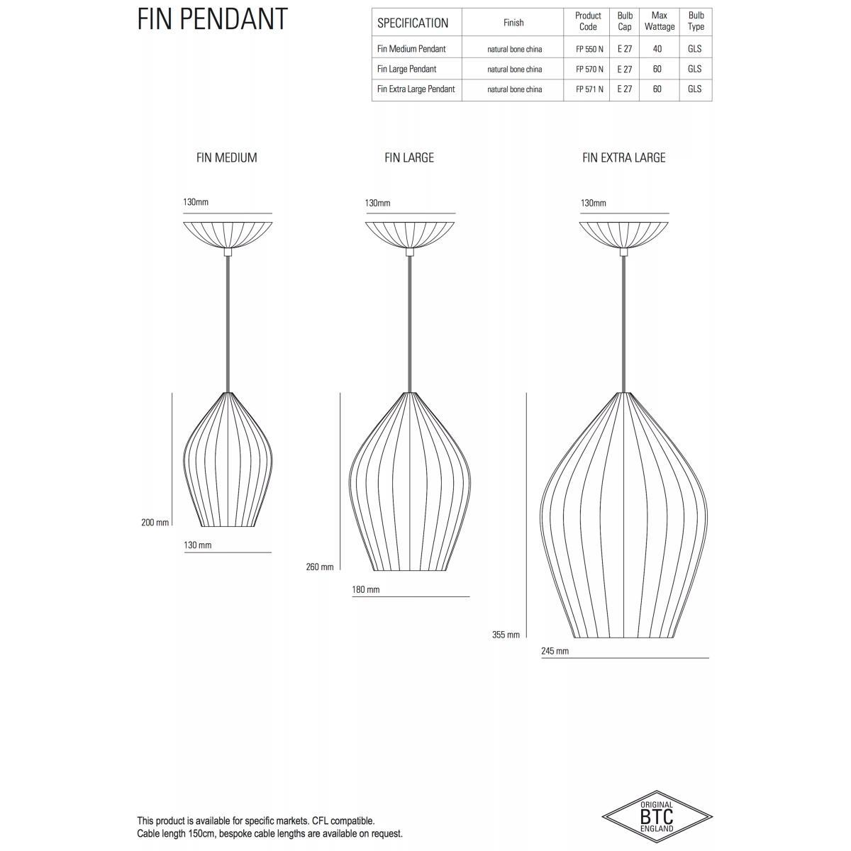 Original BTC Finn XL Pendant Ceiling Light, White – image 4
