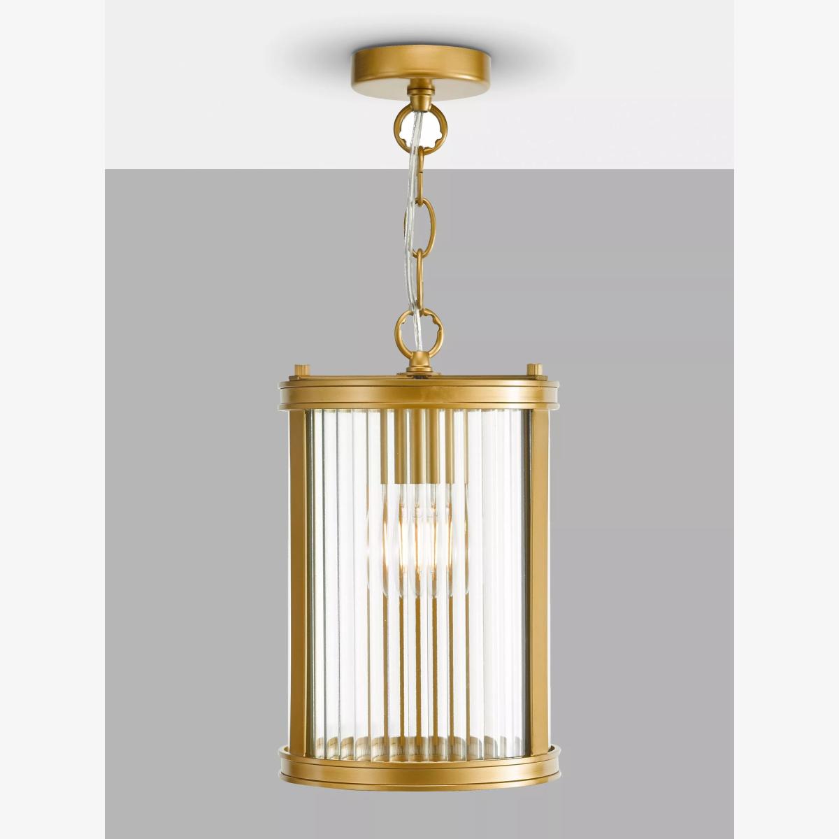 Där Bianka Ribbed Glass Pendant Ceiling Light, Matt Black – image 1