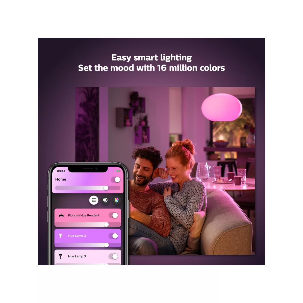 Philips Hue White and Colour Ambiance Flourish LED Smart Ceiling Light with Bluetooth, White – image 3