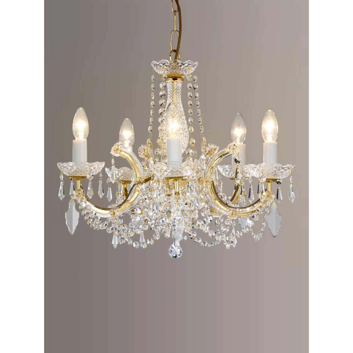 Impex Marie Theresa Chandelier, 5 Arm, Clear/Gold – image 2
