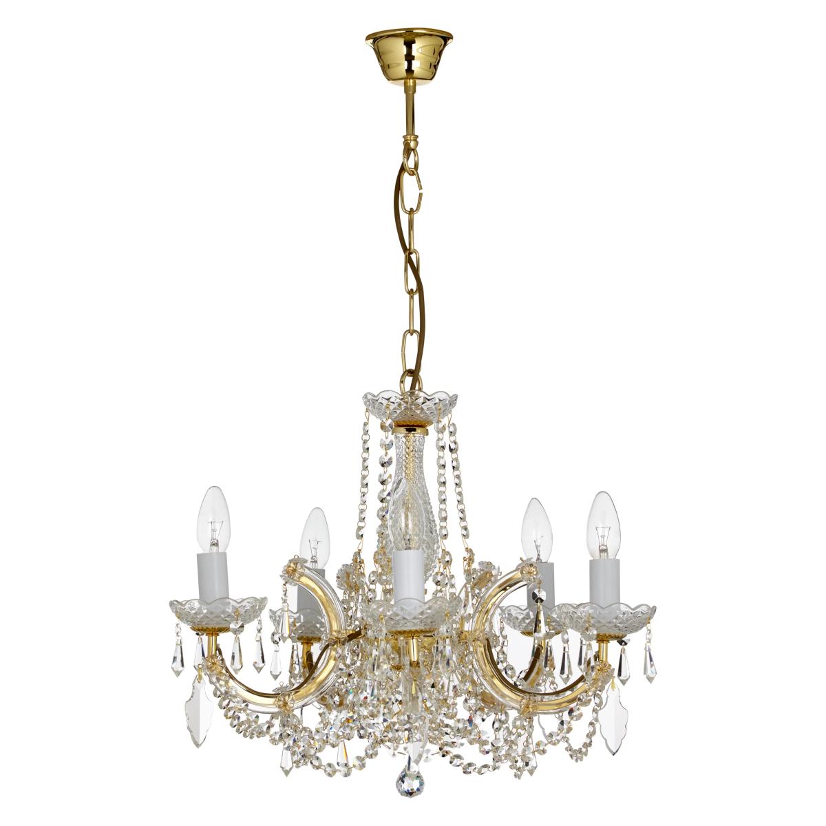 Impex Marie Theresa Chandelier, 5 Arm, Clear/Gold – image 3