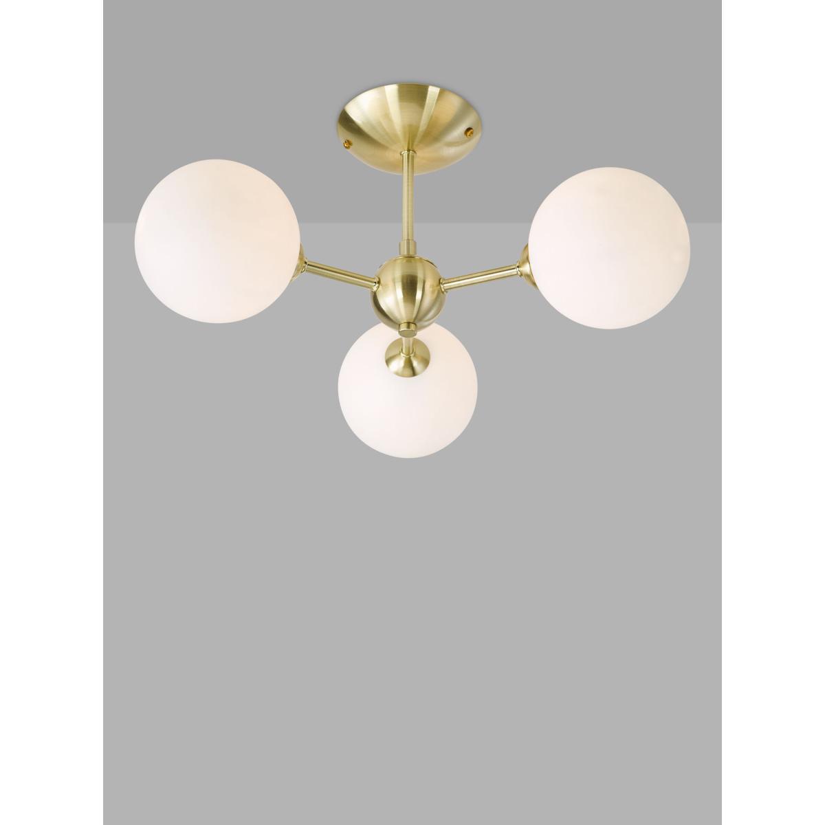 John Lewis & Partners Satellite 3 Arm Semi Flush Ceiling Light, Satin Brass – image 1