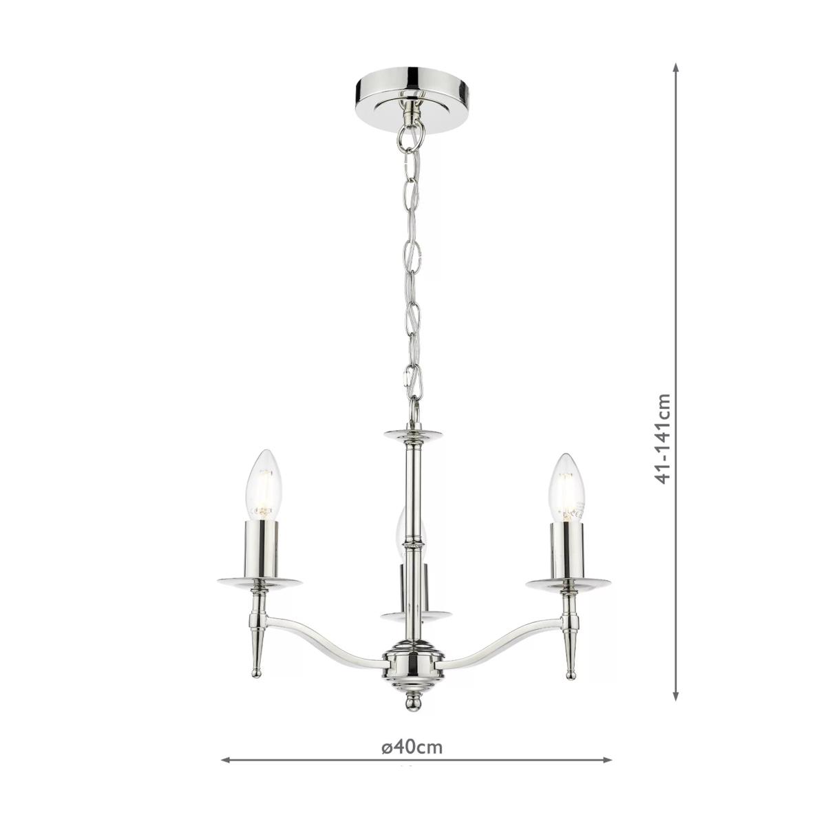 English Heritage Marble Hill 3 Light Pendant Ceiling Light, Silver – image 5