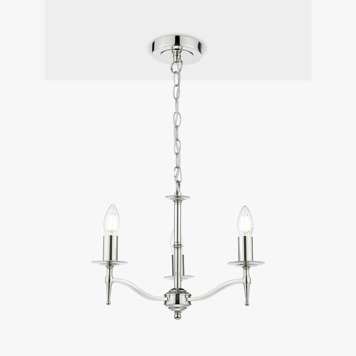 English Heritage Marble Hill 3 Light Pendant Ceiling Light, Silver – image 1