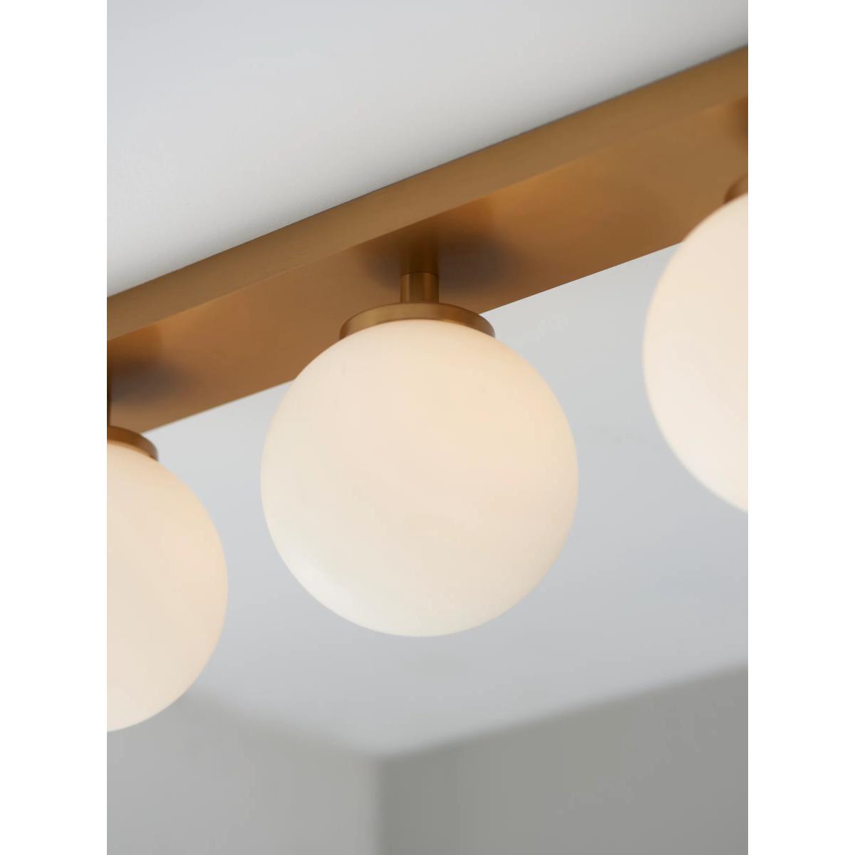 John Lewis Fredriksberg 3 Lamp Opal Glass Shade Semi Flush Bathroom Ceiling Light, Brass – image 4