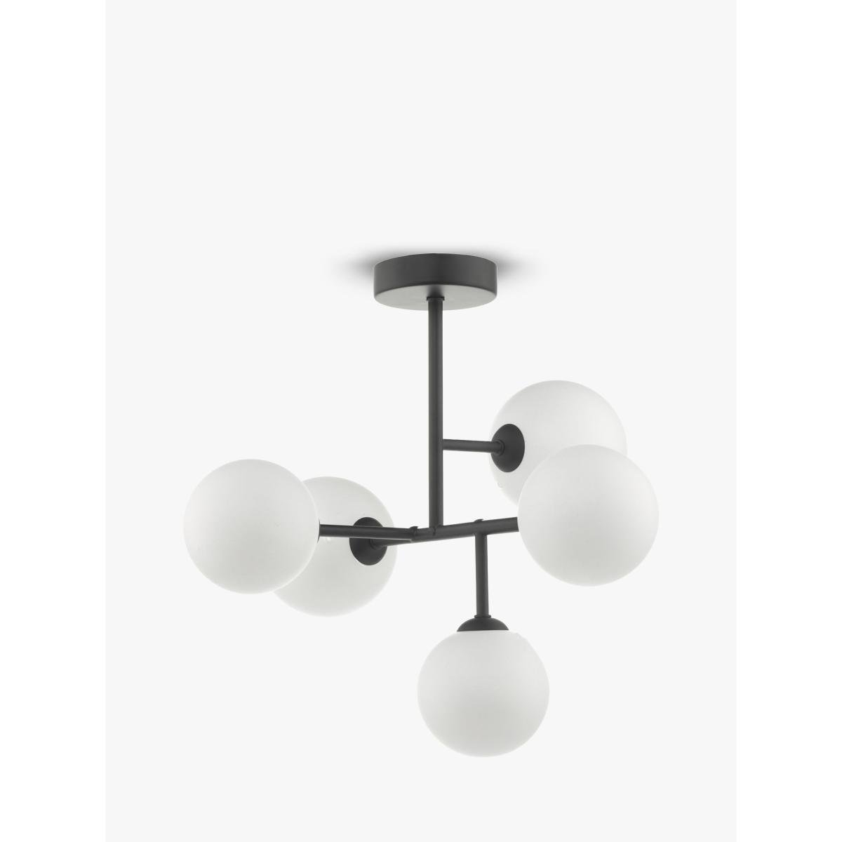 Där Euan Opal Glass Semi Flush Ceiling Light, Black – image 2