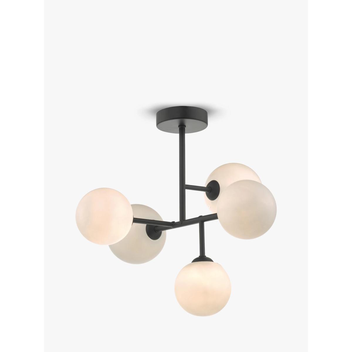 Där Euan Opal Glass Semi Flush Ceiling Light, Black – image 3