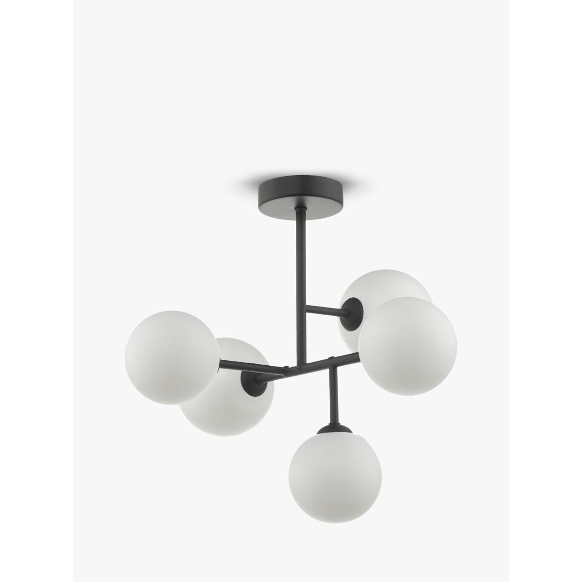 Där Euan Opal Glass Semi Flush Ceiling Light, Black – image 4