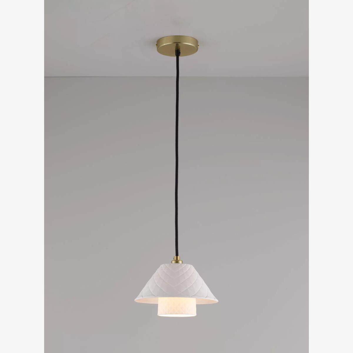 Original BTC Oxford Double Bone China Shade Pendant Ceiling Light – image 1