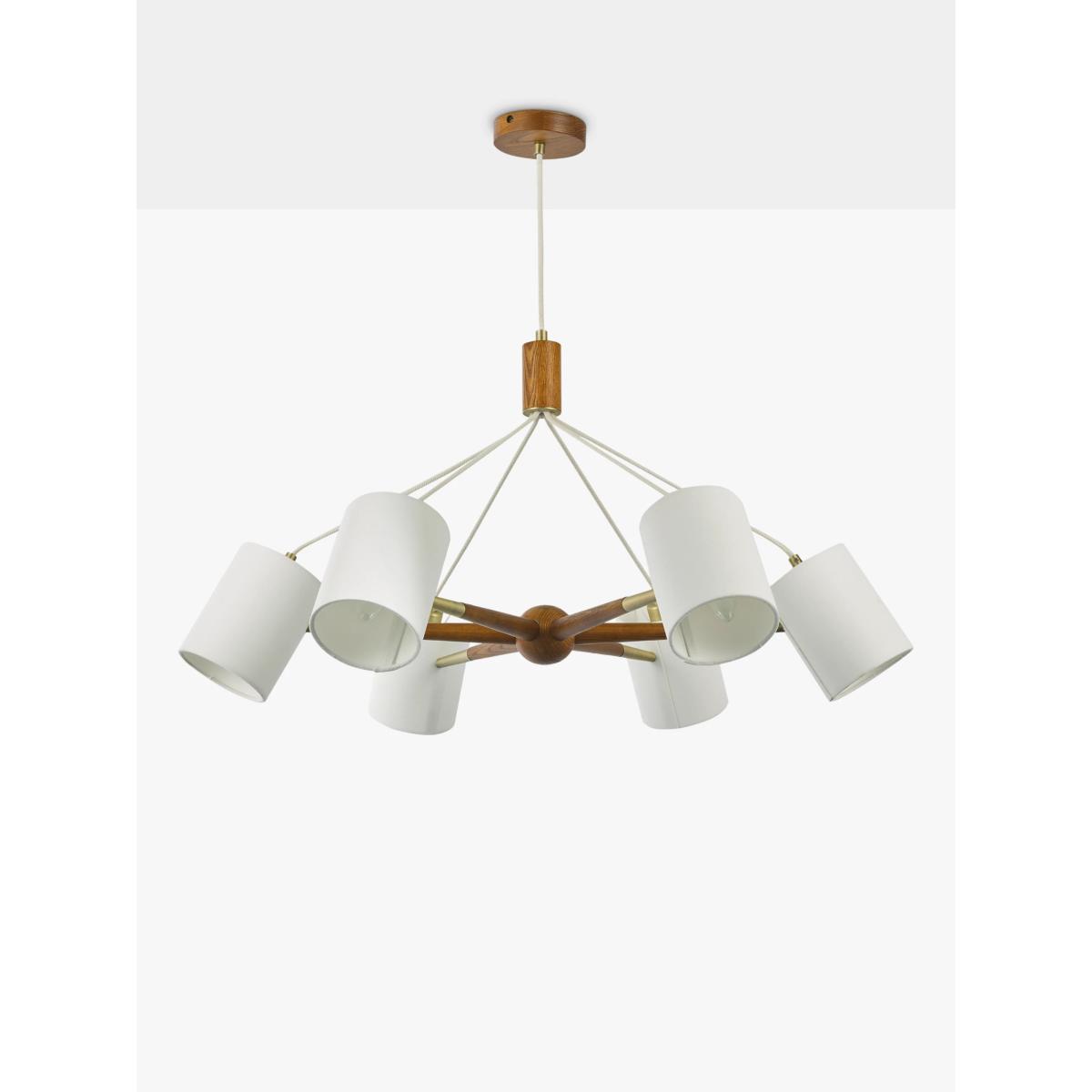 John Lewis Spindle 6 Arm Ceiling Light, Walnut/Antique Brass – image 3