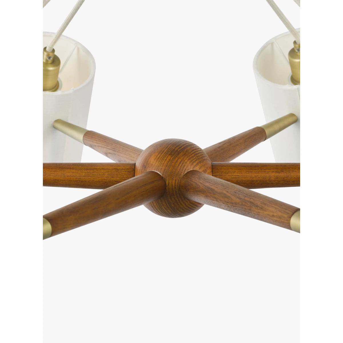 John Lewis Spindle 6 Arm Ceiling Light, Walnut/Antique Brass – image 4