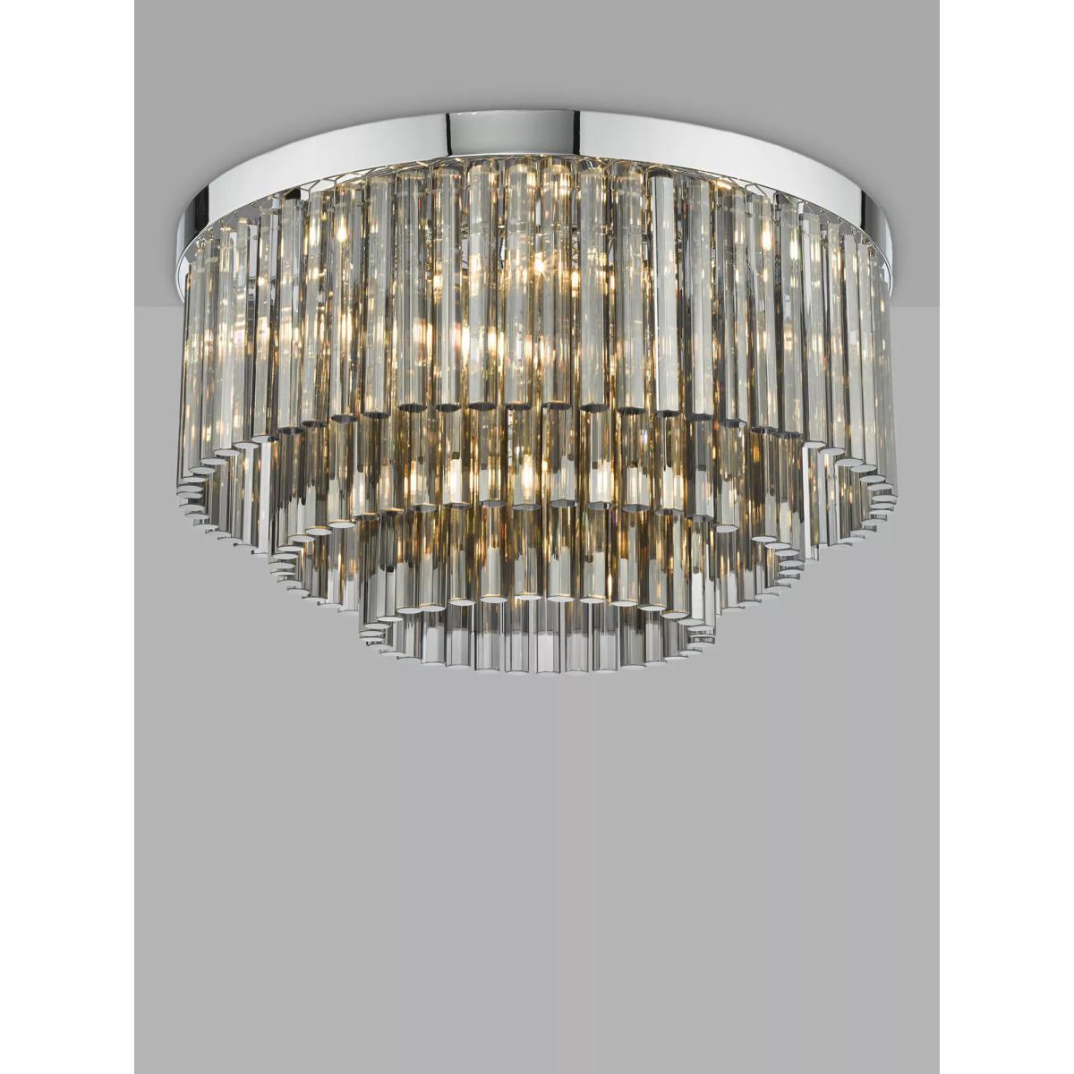 Där Logan Smoked Crystal Flush Ceiling Light – image 6