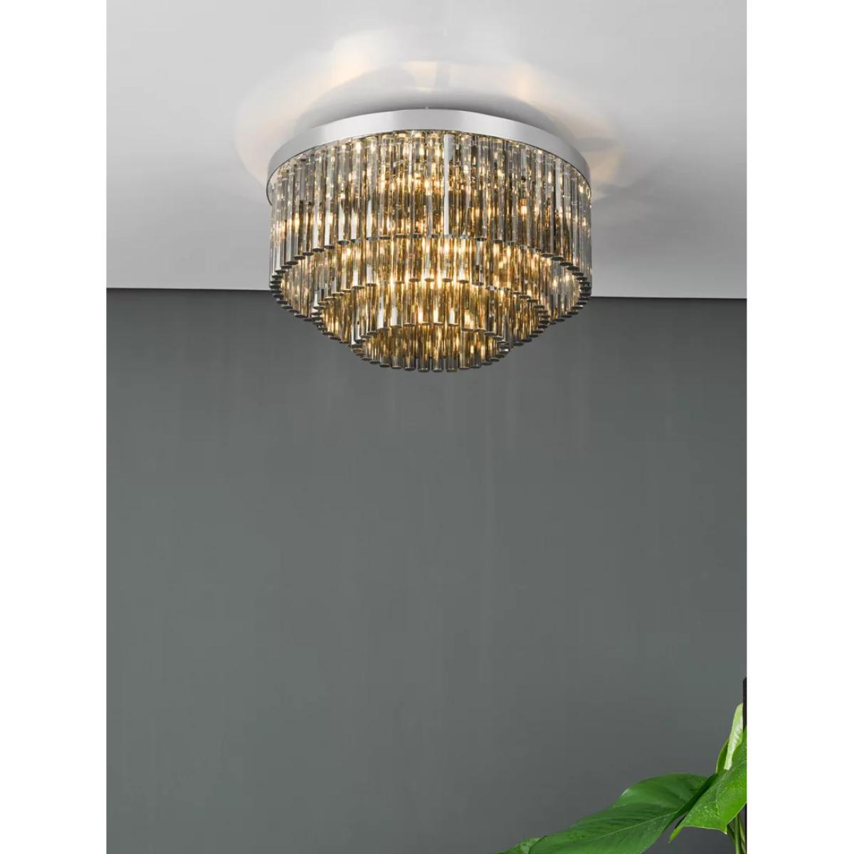 Där Logan Smoked Crystal Flush Ceiling Light – image 7