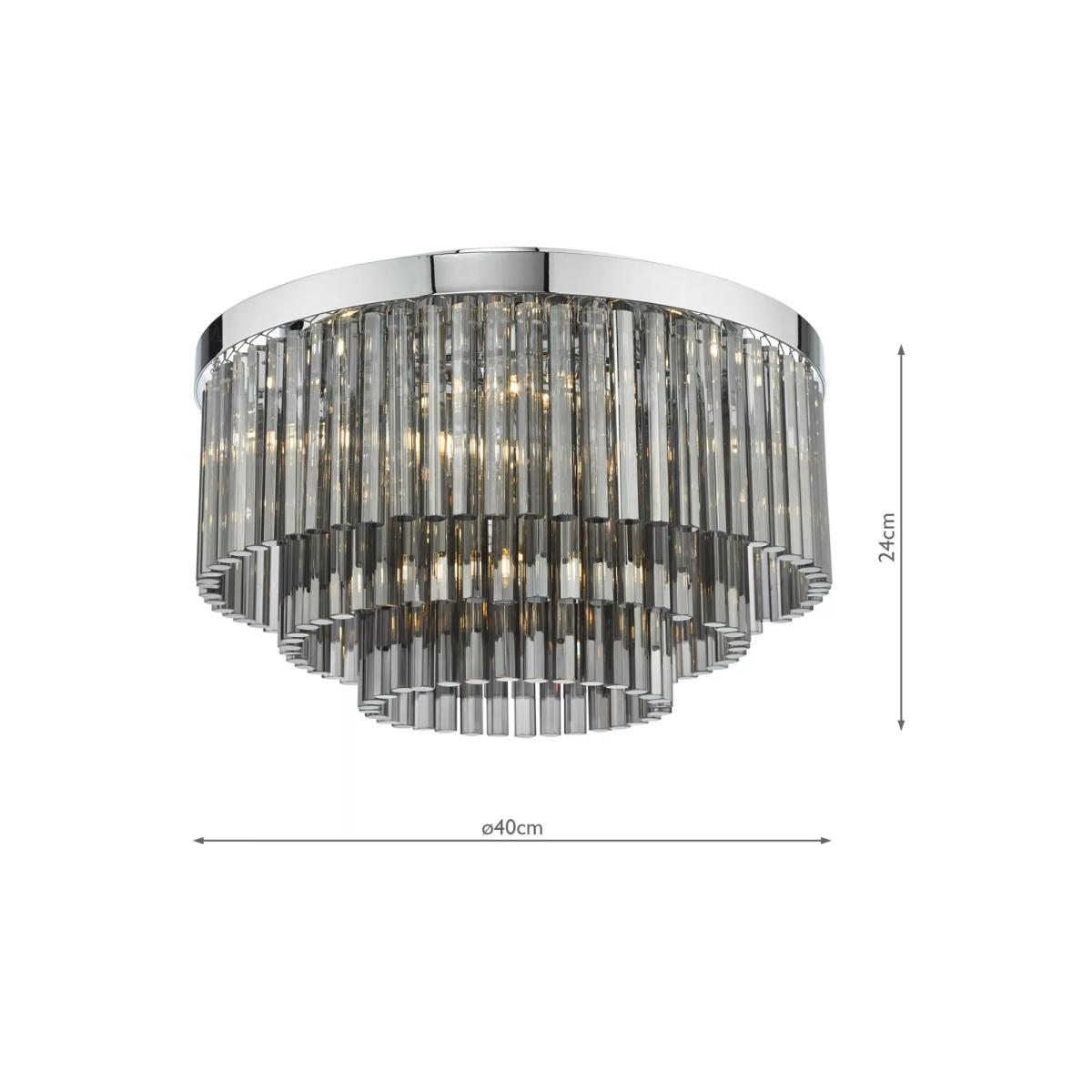 Där Logan Smoked Crystal Flush Ceiling Light – image 8