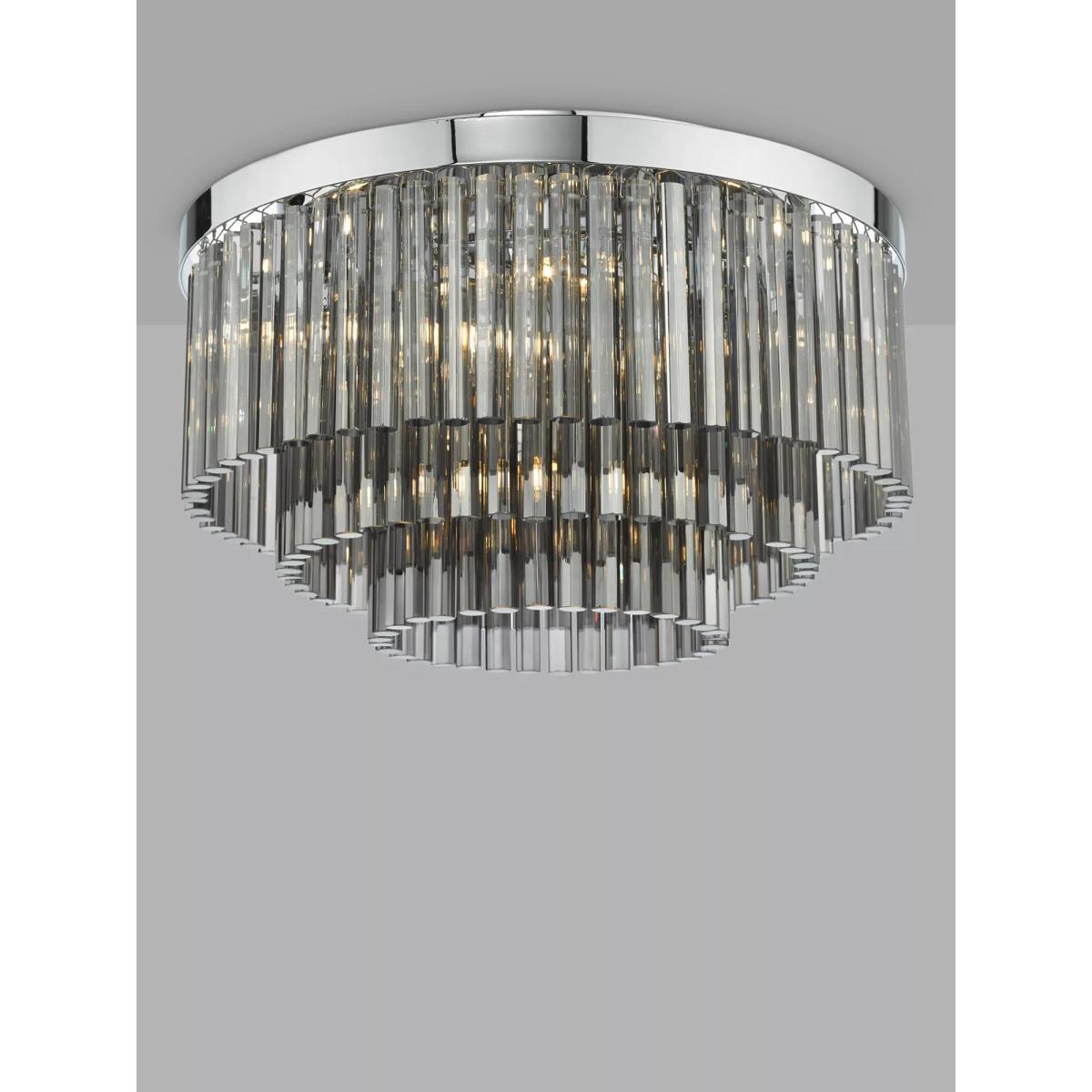 Där Logan Smoked Crystal Flush Ceiling Light – image 1