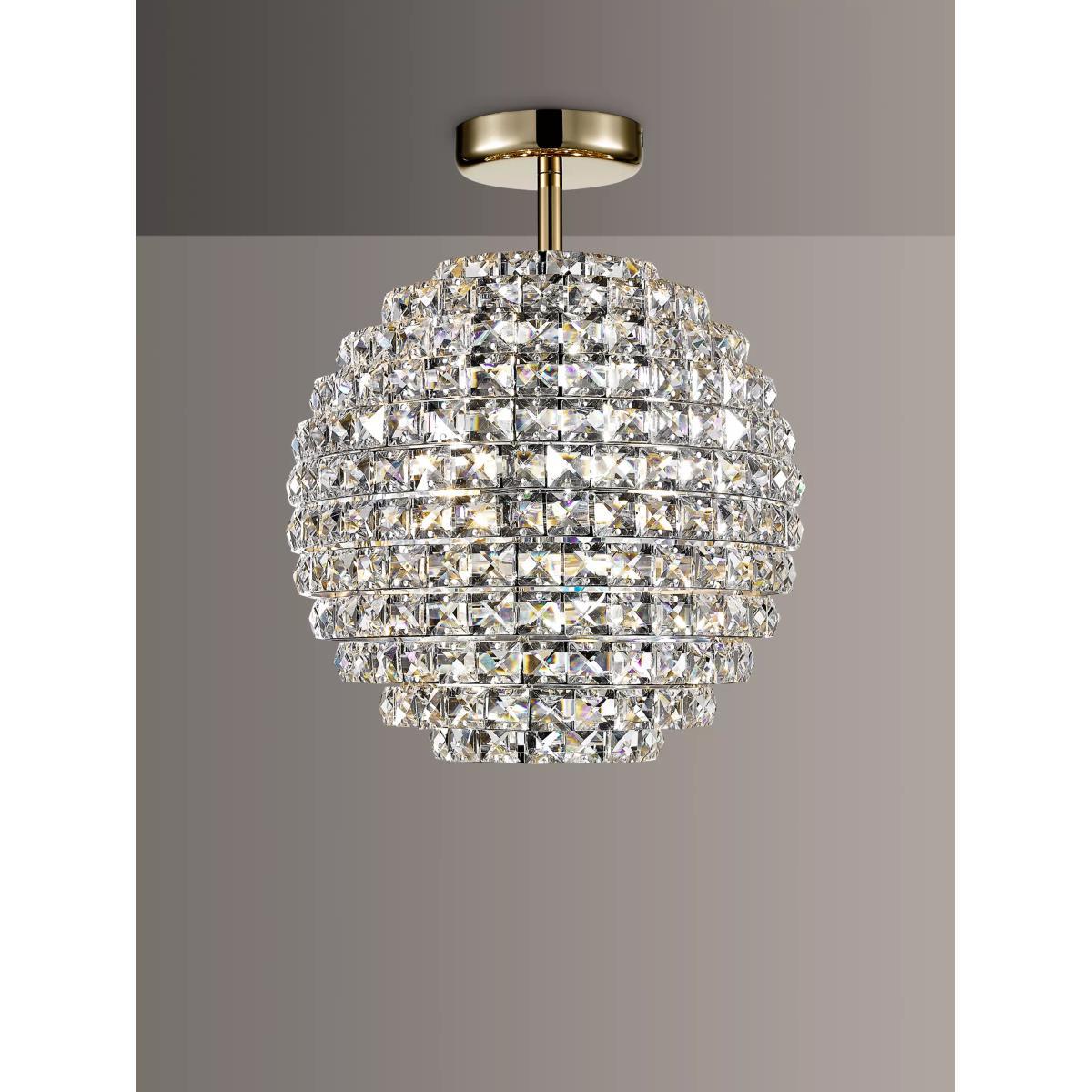 Impex Nord Crystal Semi Flush Ceiling Light, Clear/Gold – image 2