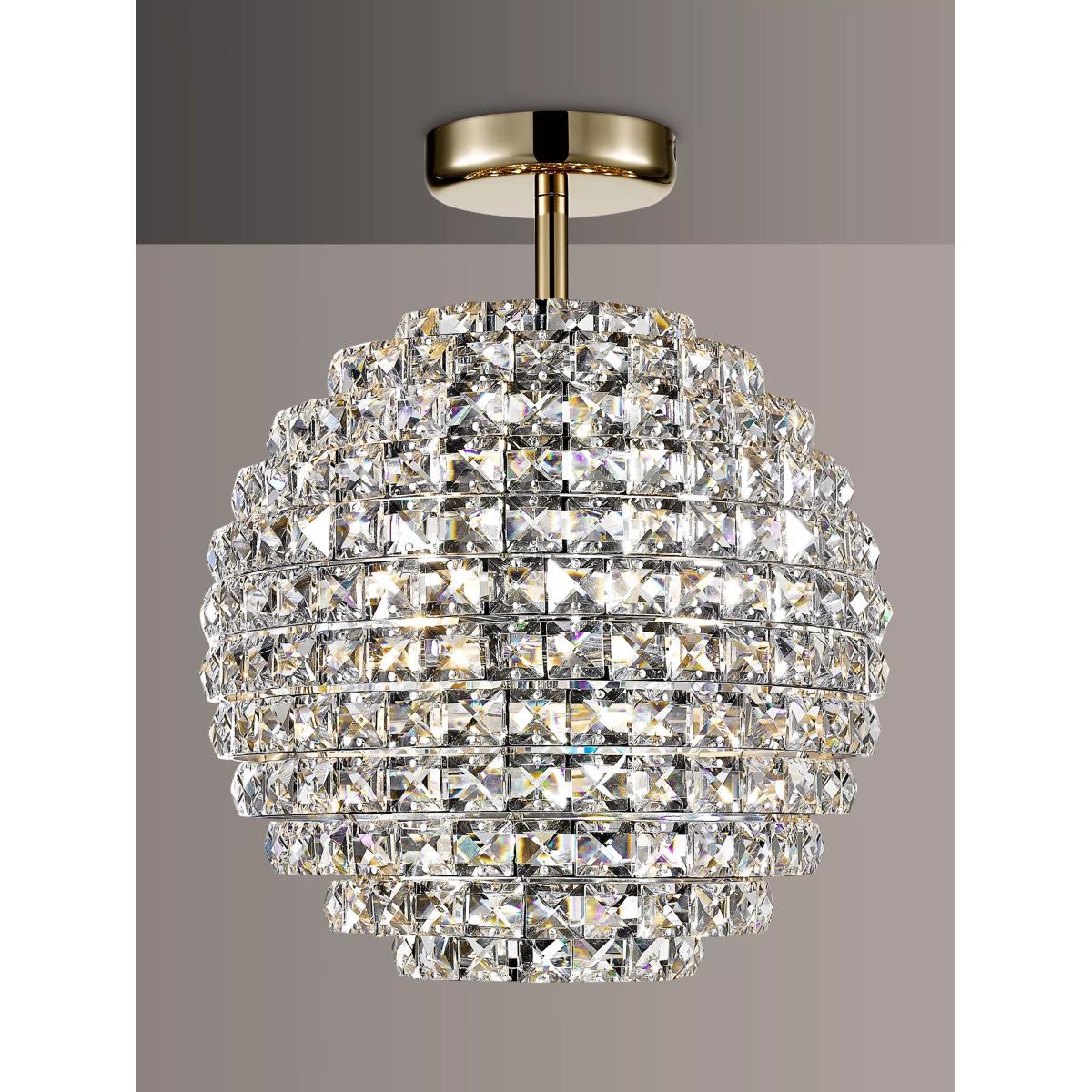 Impex Nord Crystal Semi Flush Ceiling Light, Clear/Gold – image 1