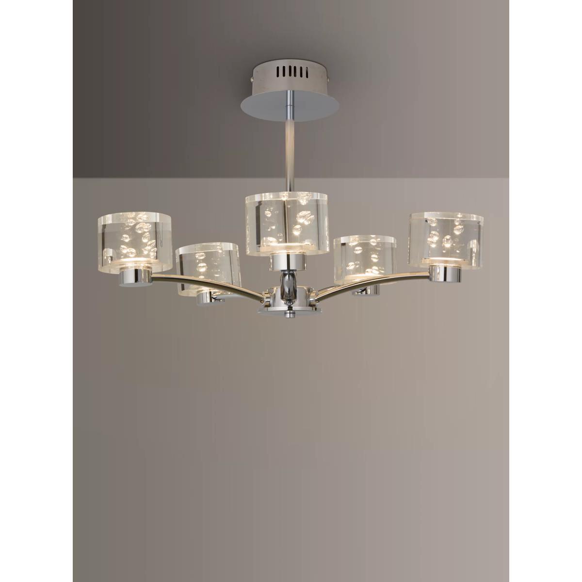John Lewis & Partners Lawrence LED Bubble Flush Light, 5 Light, Clear/Silver – image 2
