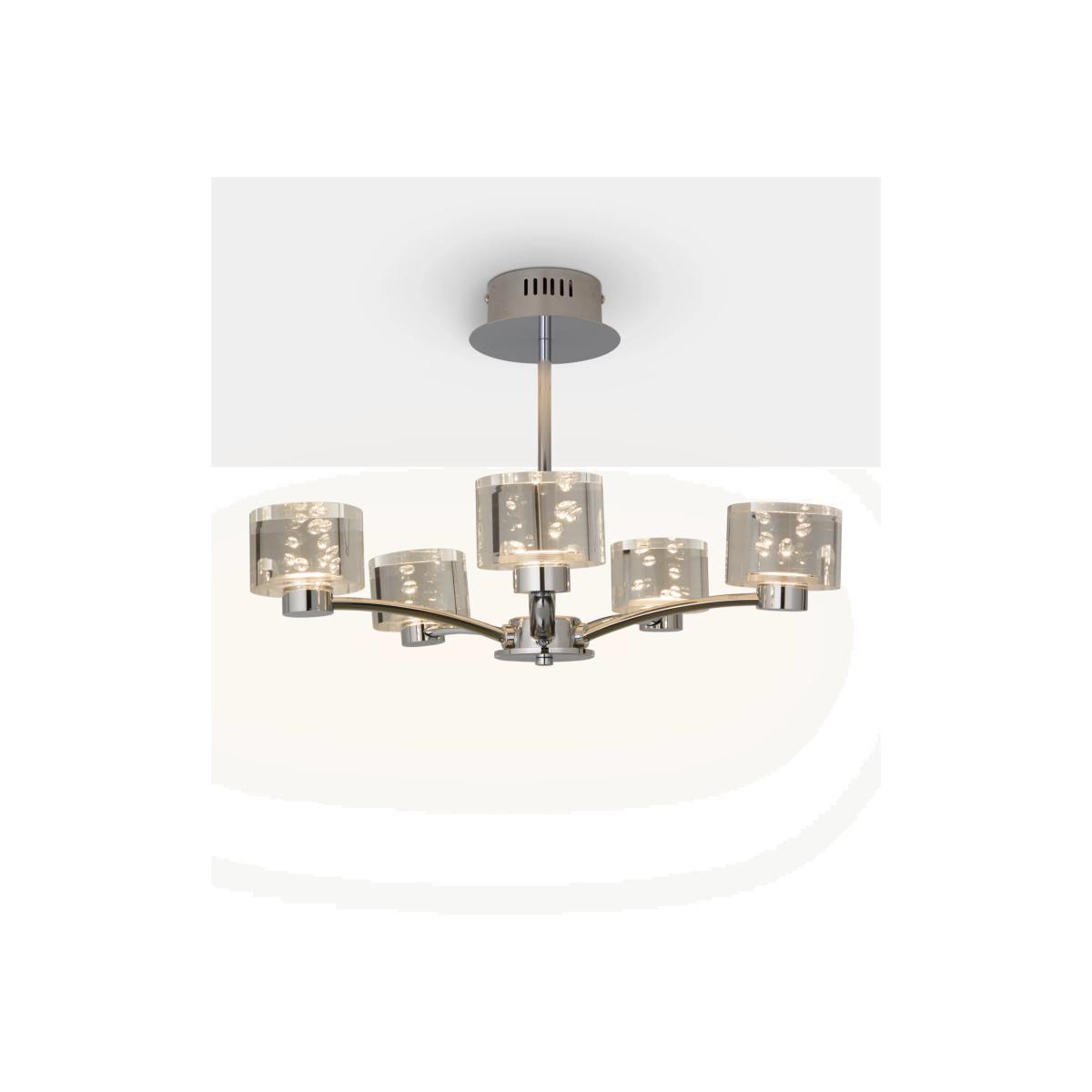 John Lewis & Partners Lawrence LED Bubble Flush Light, 5 Light, Clear/Silver – image 1