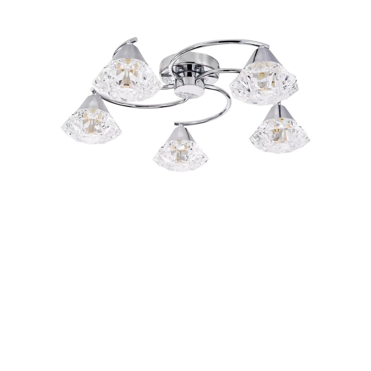 Där Dilys 5 Arm Semi Flush Ceiling Light, Polished Chrome – image 2