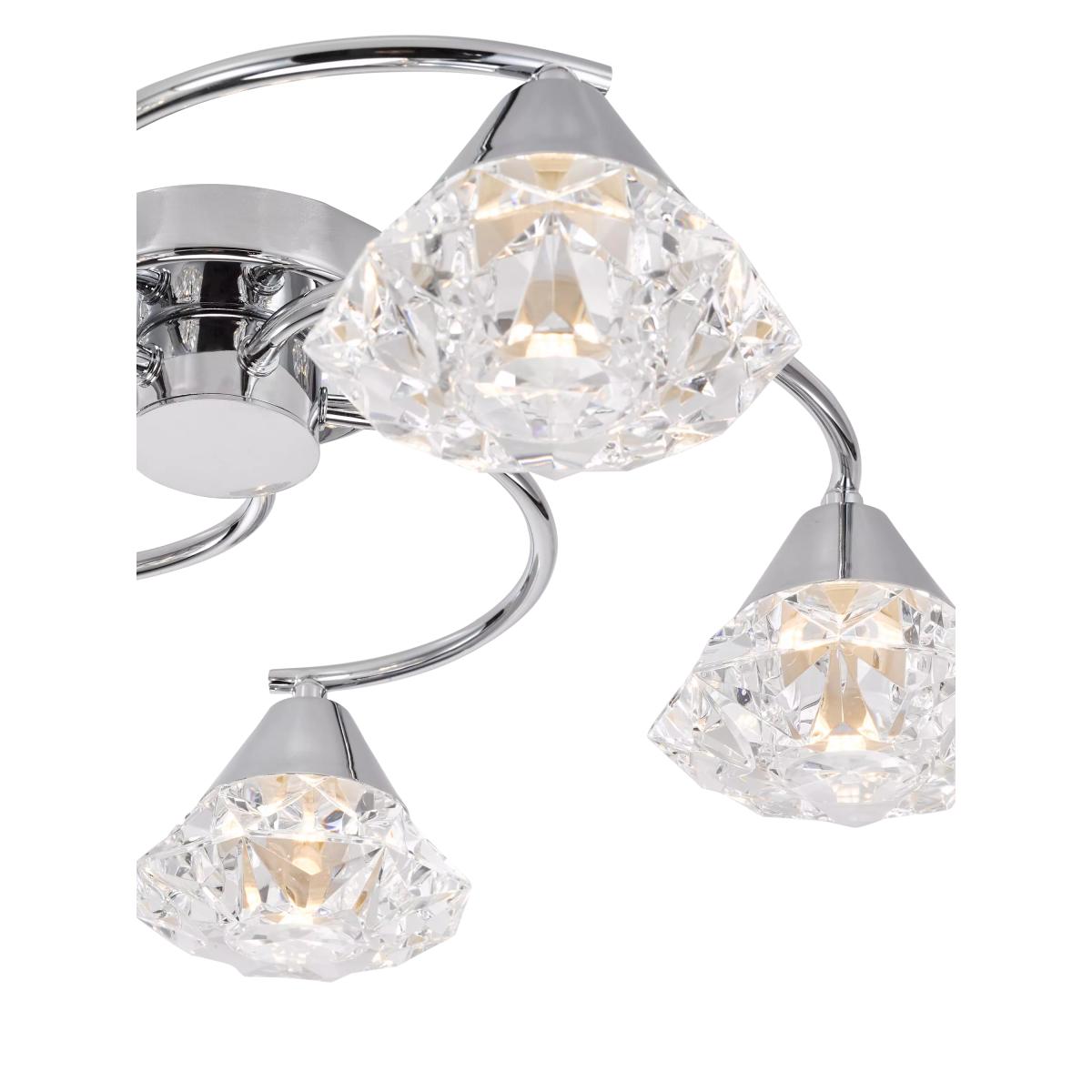 Där Dilys 5 Arm Semi Flush Ceiling Light, Polished Chrome – image 3