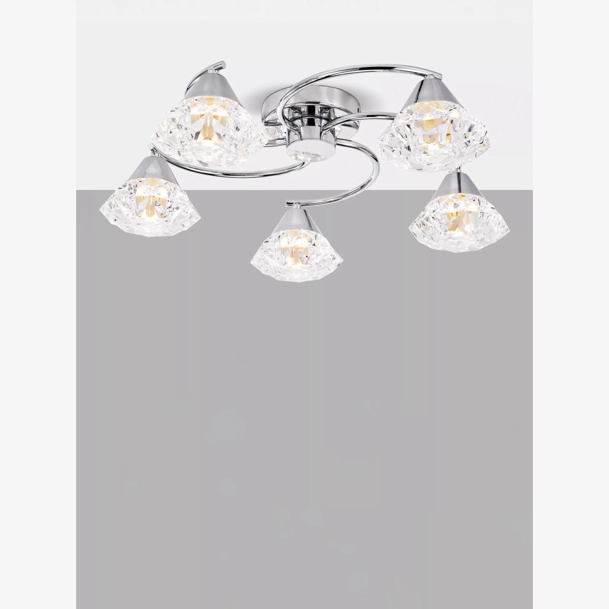 Där Dilys 5 Arm Semi Flush Ceiling Light, Polished Chrome – image 1