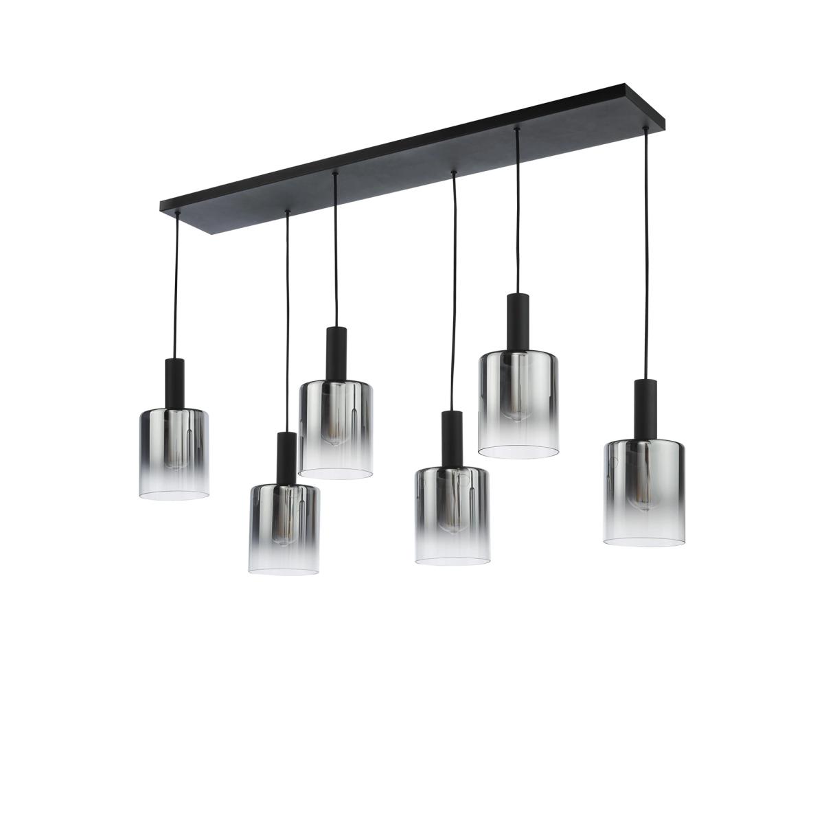 Där Savannah 6 Arm Bar Ceiling Light, Black/Smoked – image 2