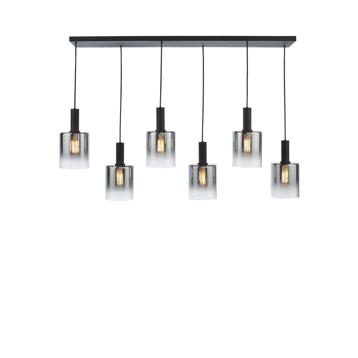 Där Savannah 6 Arm Bar Ceiling Light, Black/Smoked – image 3