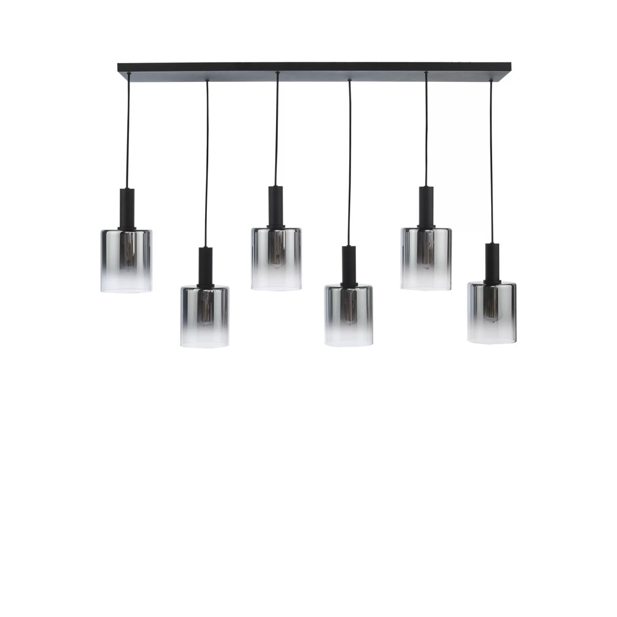 Där Savannah 6 Arm Bar Ceiling Light, Black/Smoked – image 4