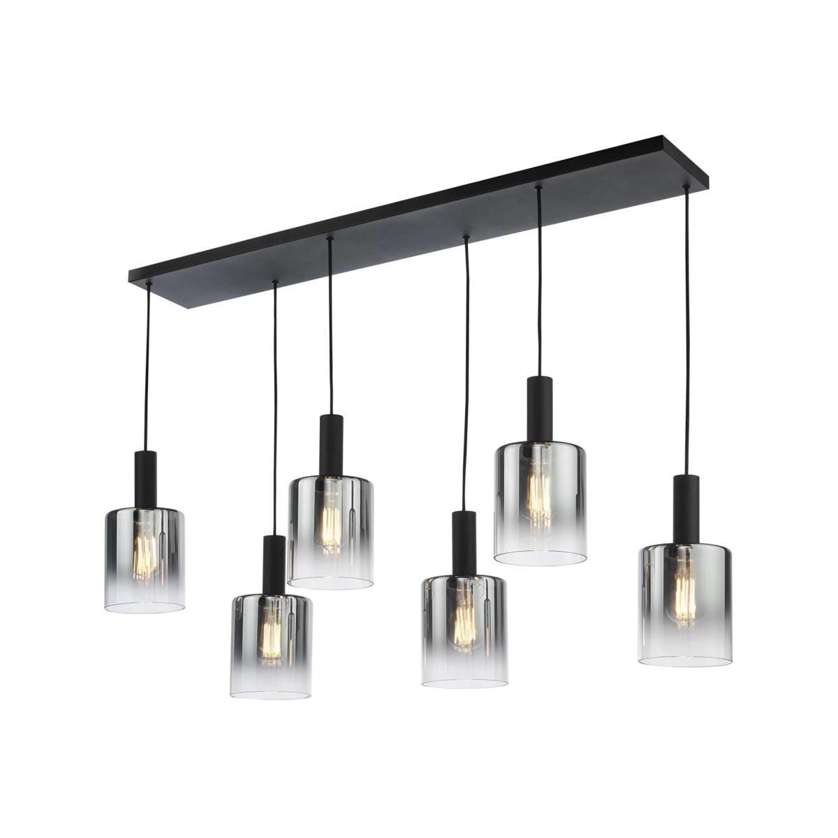 Där Savannah 6 Arm Bar Ceiling Light, Black/Smoked – image 1