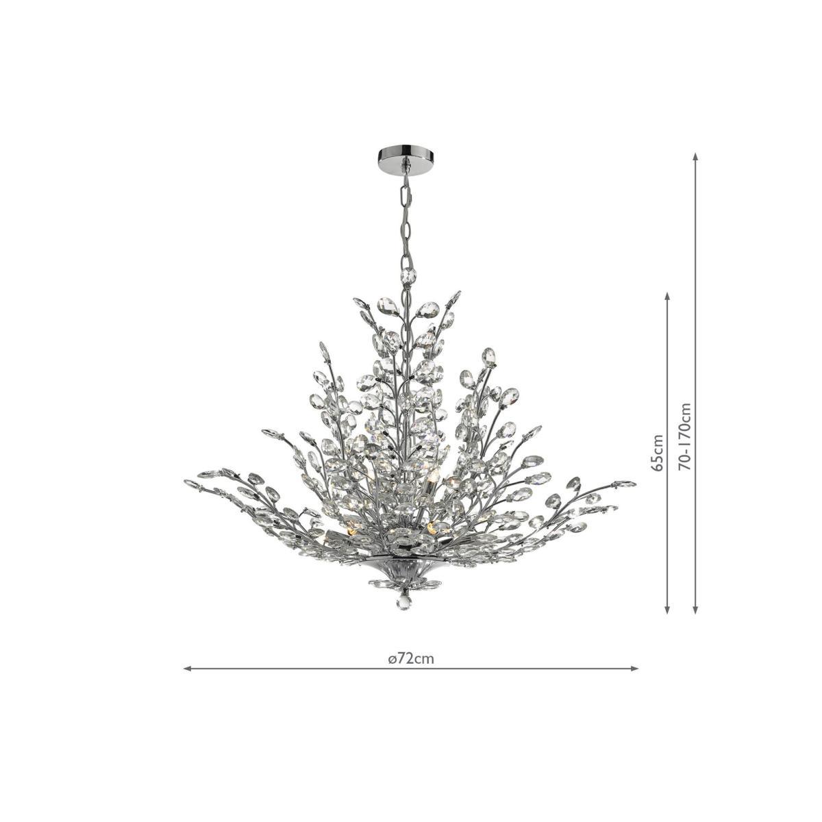 Där Cordelia Crystal Chandelier Ceiling Light, Clear/Polished Chrome – image 6