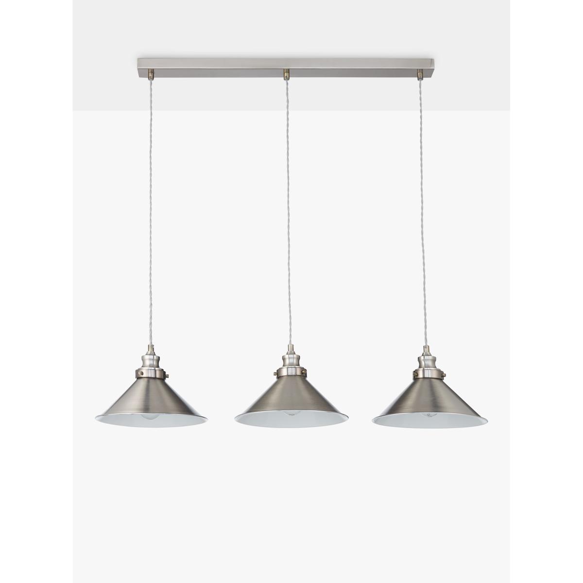 John Lewis & Partners Tobias 3 Pendant Diner Ceiling Light, Nickel – image 3