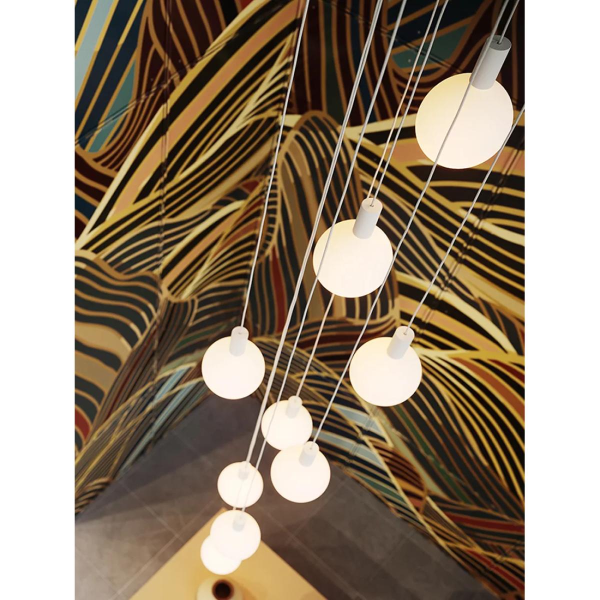 Tala Alumina Nine Pendant Cluster Ceiling Light with Sphere V LED Bulbs, Chalk – image 3