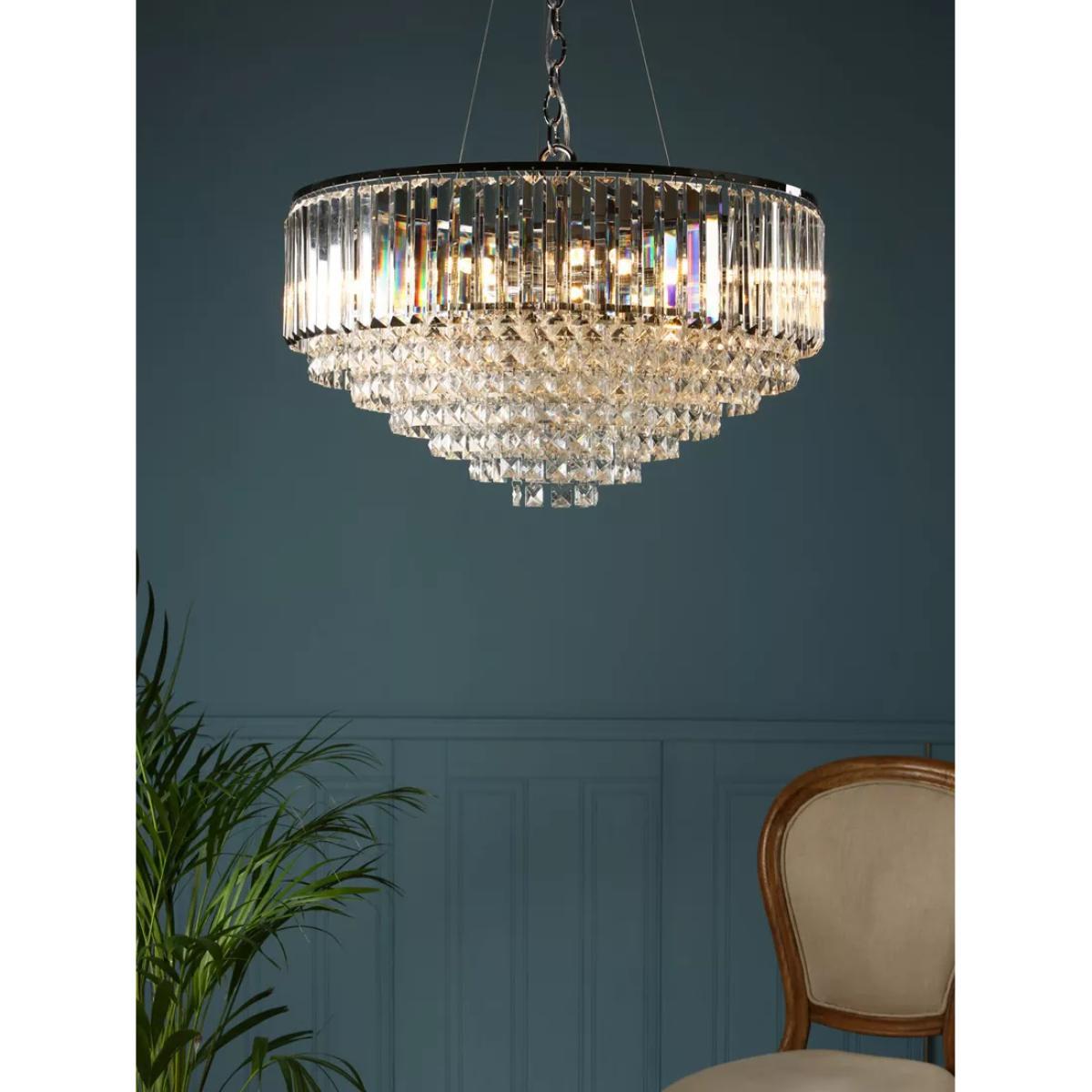 Laura Ashley Vienna Grand Crystal Glass Ceiling Light, Clear/Polished Chrome – image 1