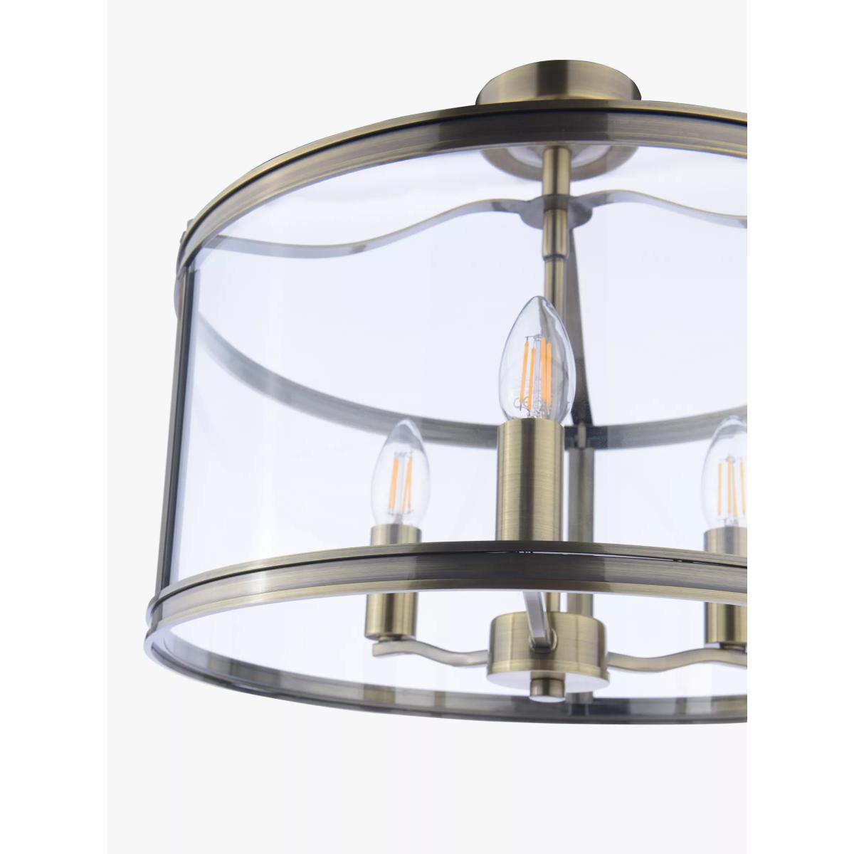Laura Ashley Harrington 3 Bulb Semi-Flush Ceiling Light, Antique Brass – image 4
