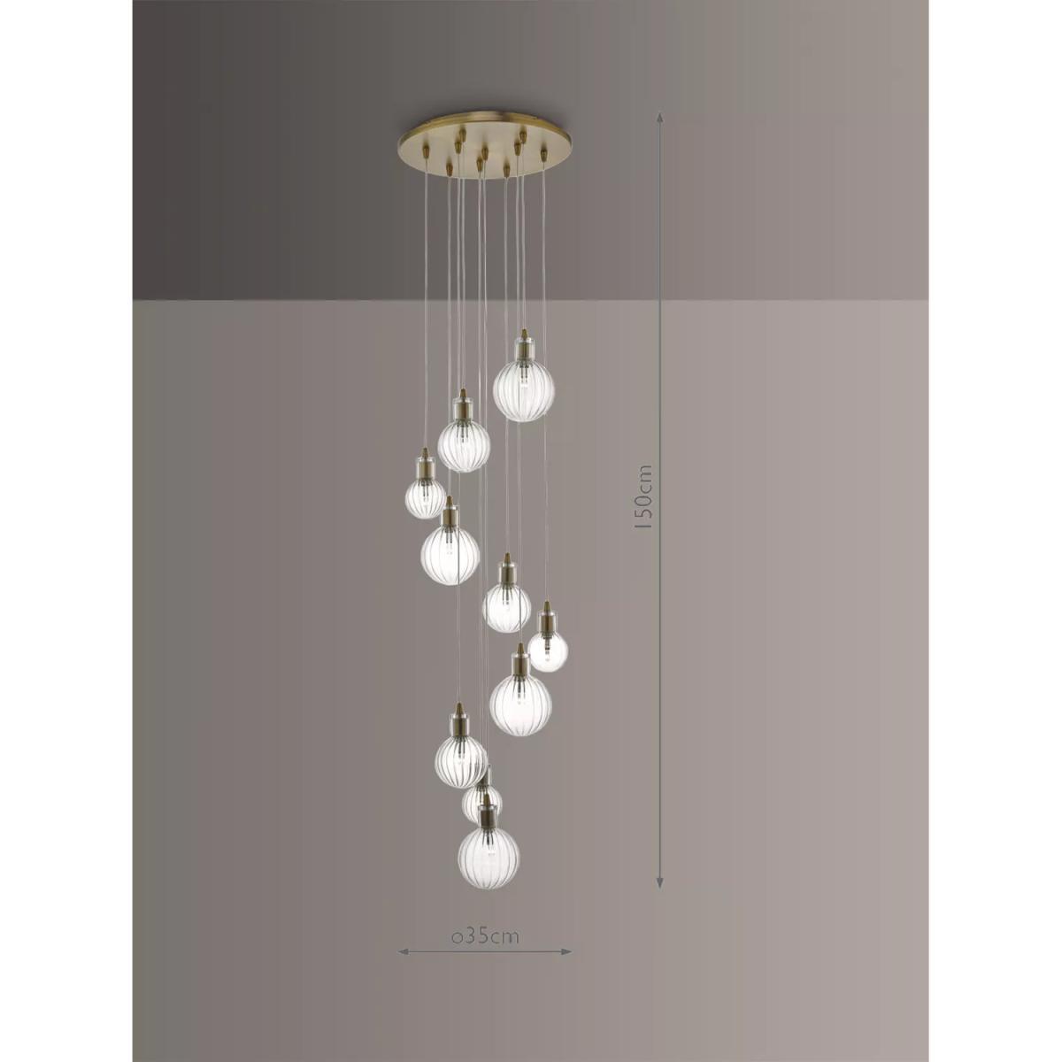 Där Dita 10 Pendant Cluster Ceiling Light, Warm Brass – image 8