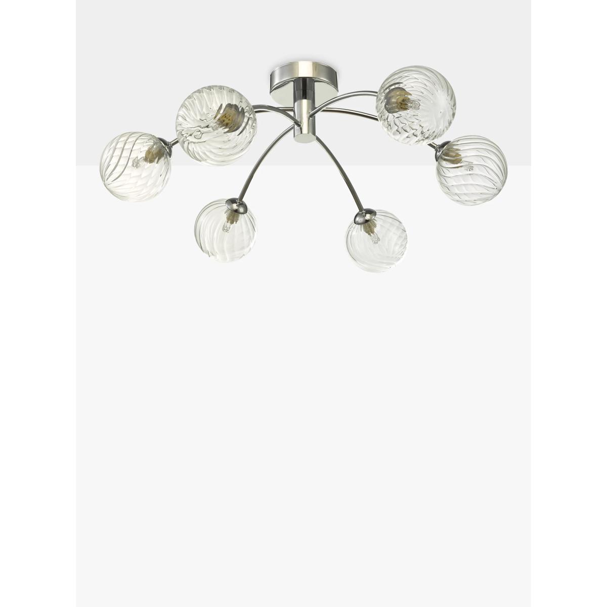 Där Izzy Twisted Glass Large Semi Flush Ceiling Light, Clear/Polished Chrome – image 2