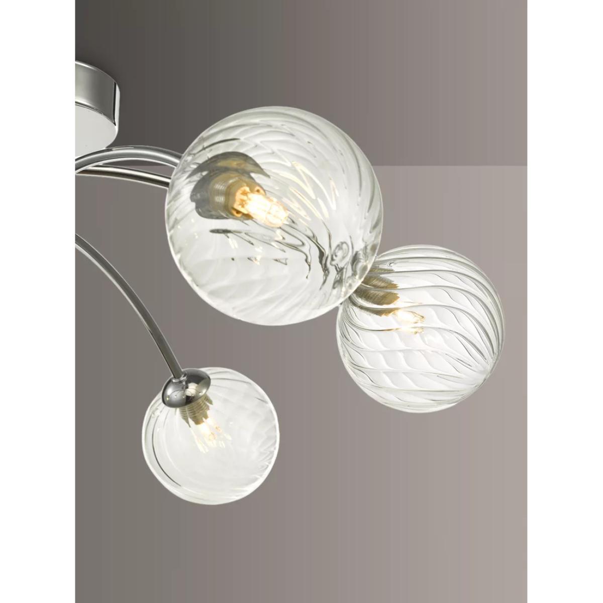 Där Izzy Twisted Glass Large Semi Flush Ceiling Light, Clear/Polished Chrome – image 3