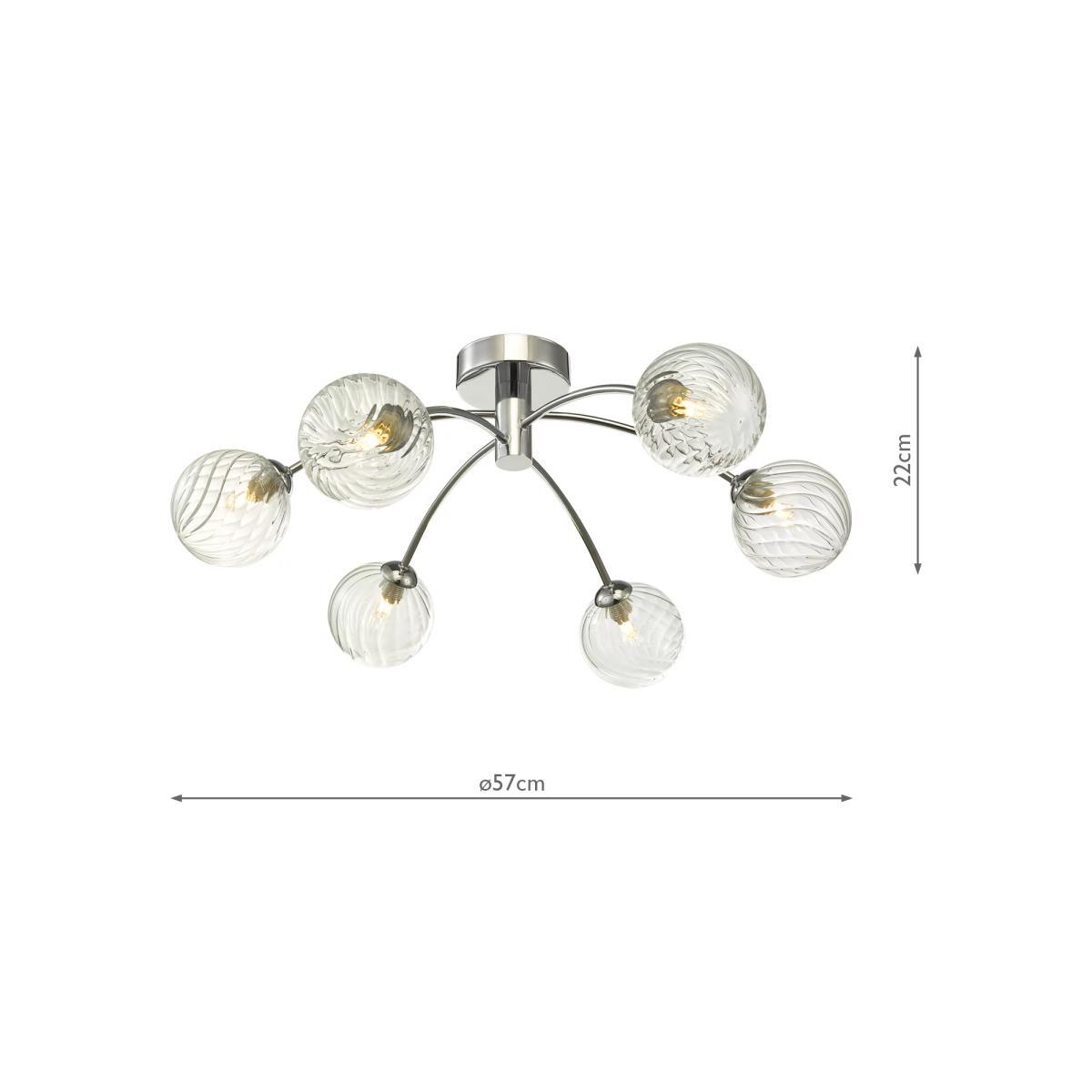 Där Izzy Twisted Glass Large Semi Flush Ceiling Light, Clear/Polished Chrome – image 7