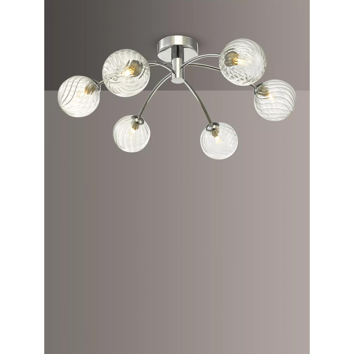 Där Izzy Twisted Glass Large Semi Flush Ceiling Light, Clear/Polished Chrome – image 1