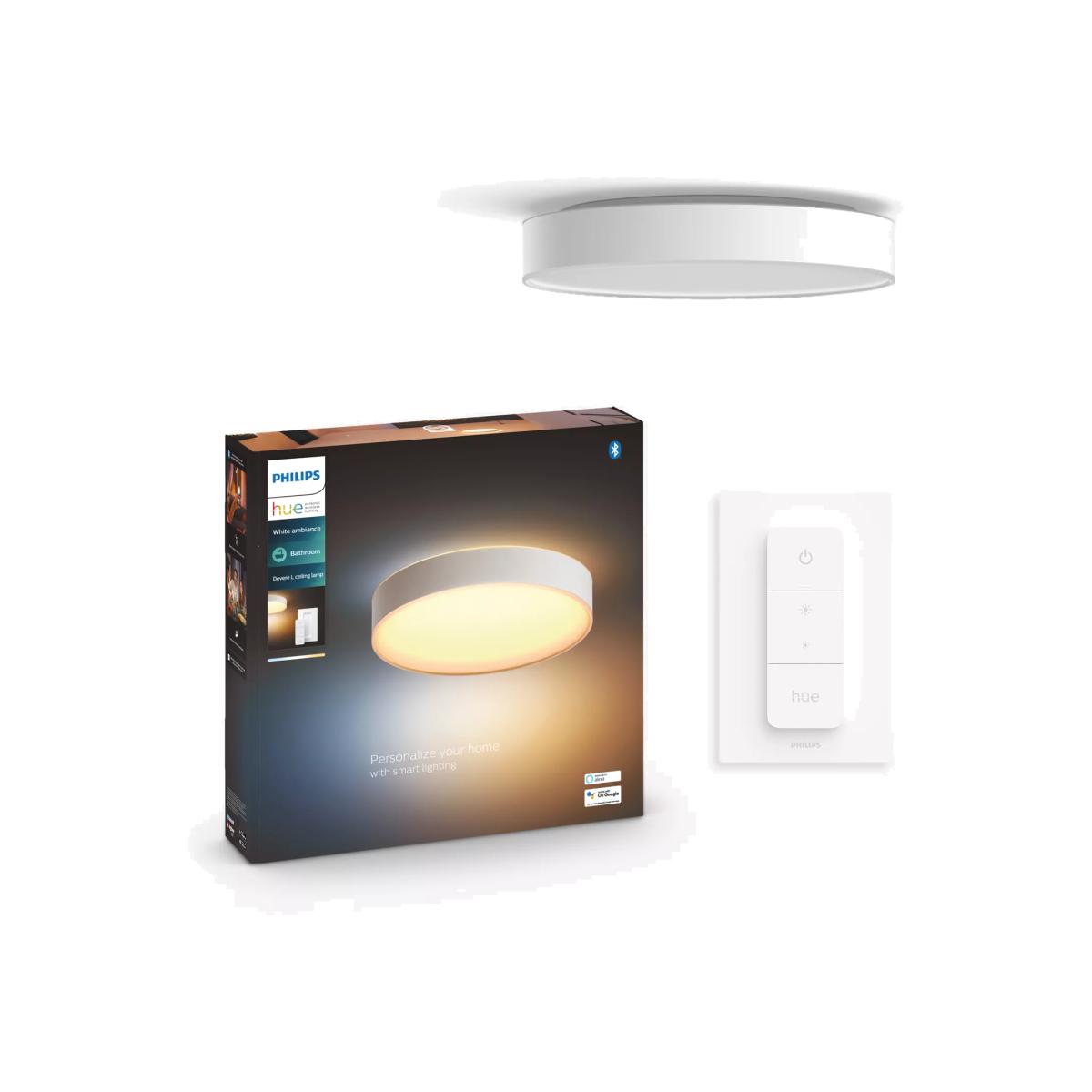 Philips Hue Devere LED Opaque Flush Ceiling Light, White