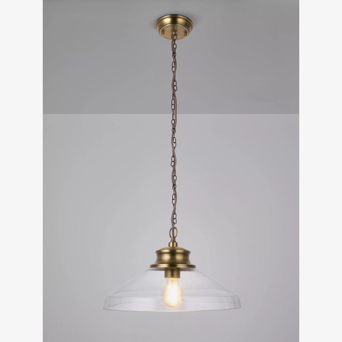 John Lewis Tula Small Pendant Ceiling Light, Clear/Brass – image 1