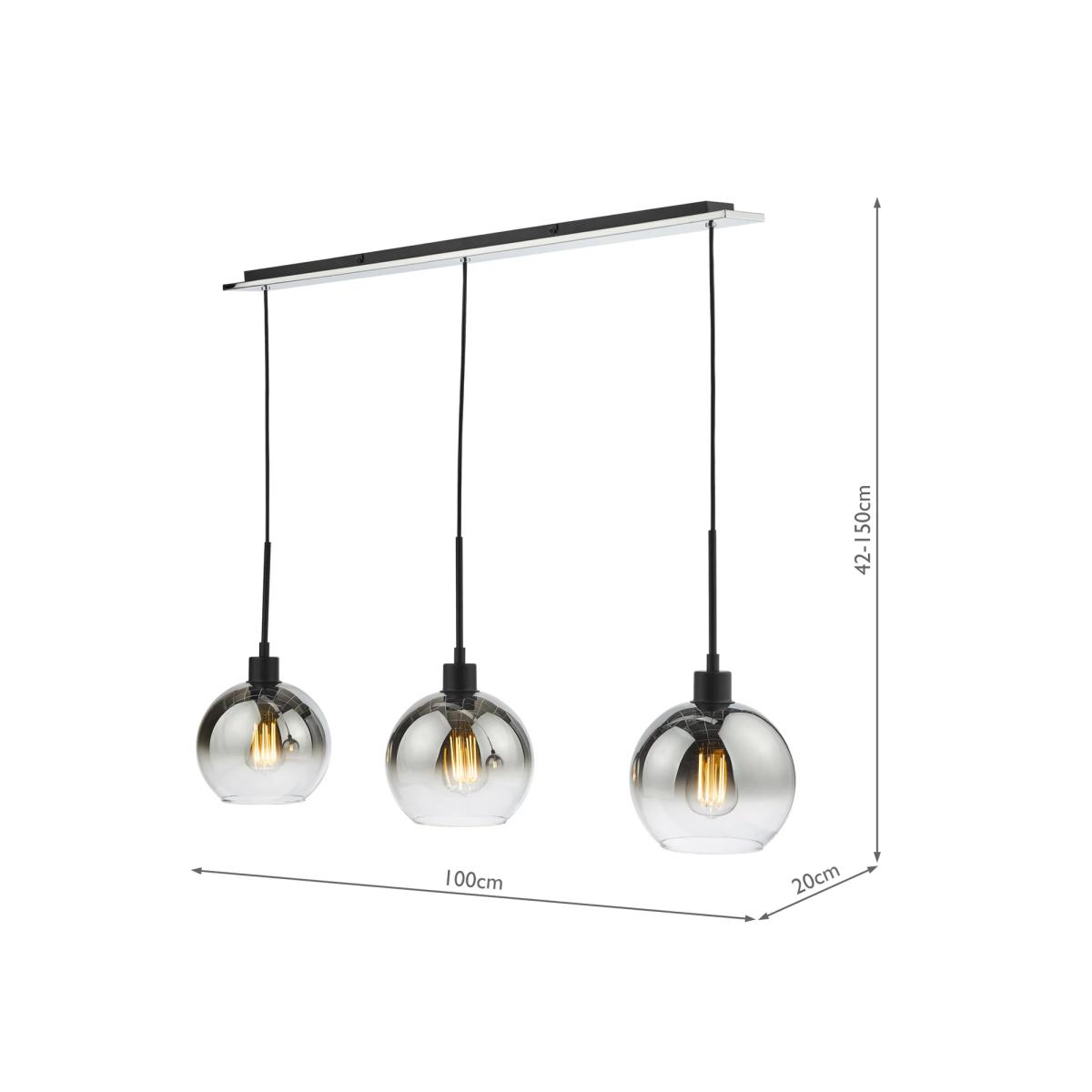 Där Lycia 3 Arm Mirror Bar Ceiling Light – image 10